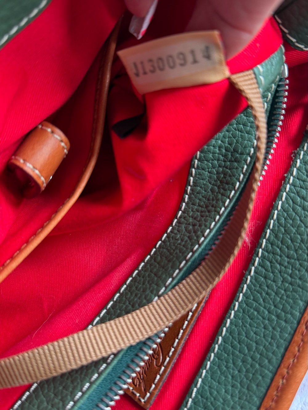 Dooney & Bourke Green and Brown Pebble Leather Satchel - Picture 3 of 15